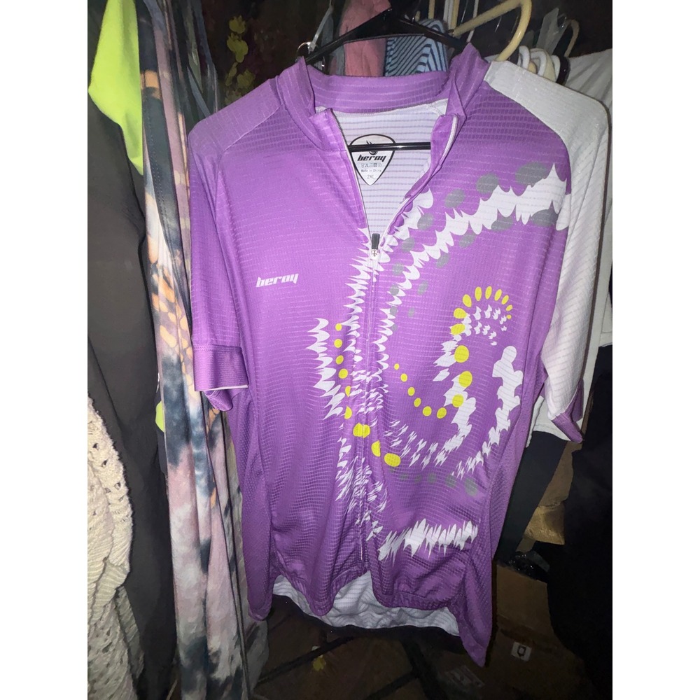 Beroy Purple Cycling Jersey Top Short Sleeve Full Zip Activewear